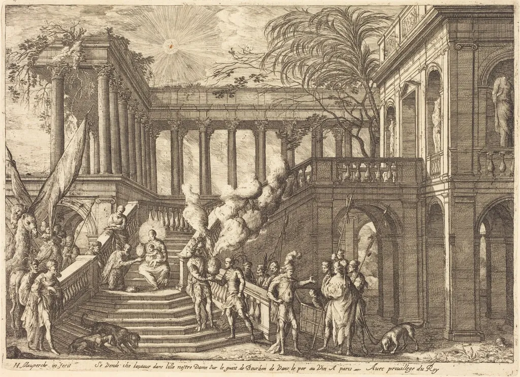 The Adoration of the Kings, by Henri Mauperche, ink, 1644
