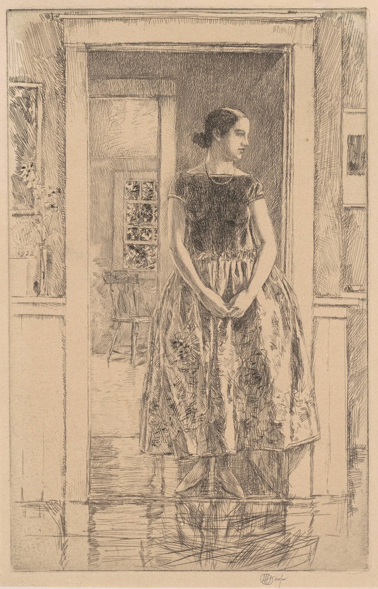 Girl in a Modern Gown, detail