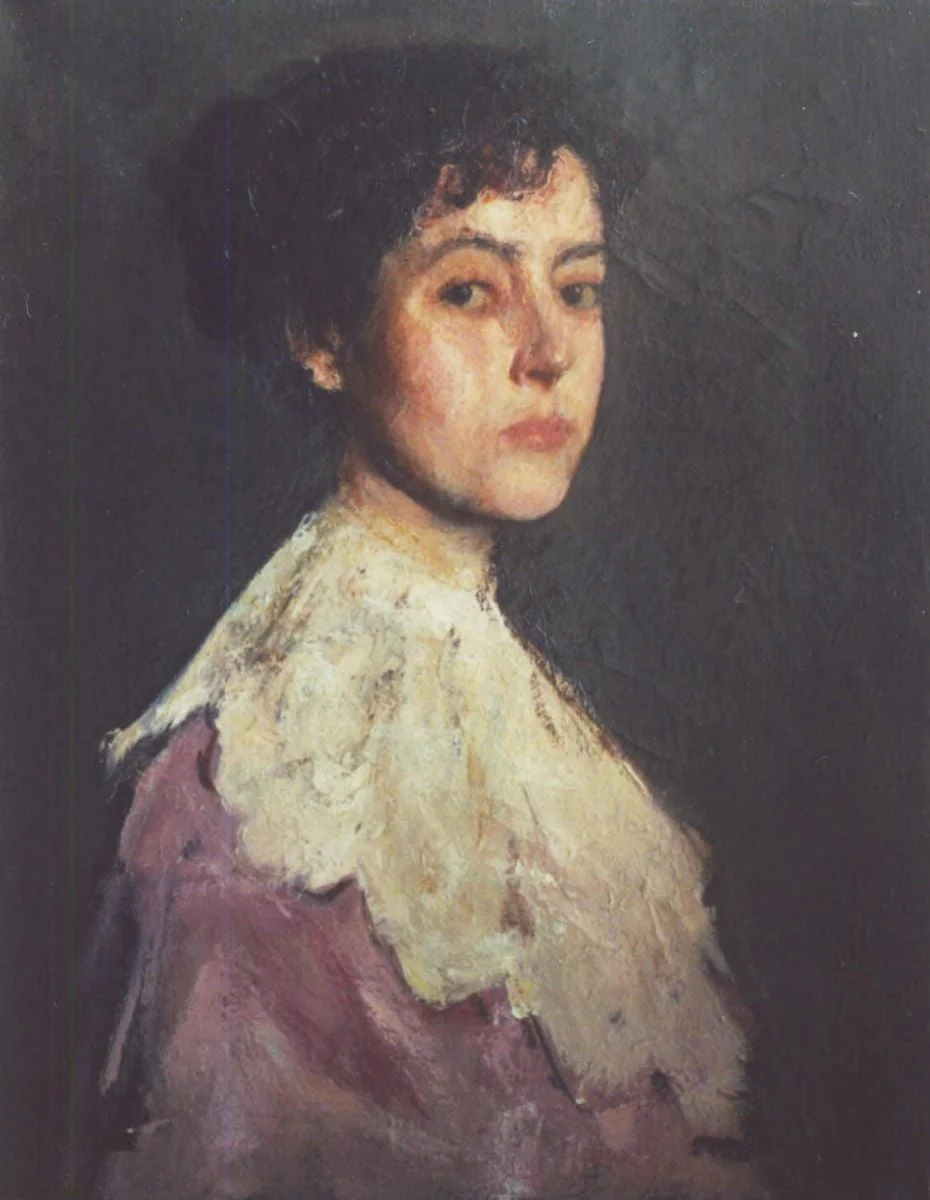 Portret de fată (E. H. Marinescu), detail
