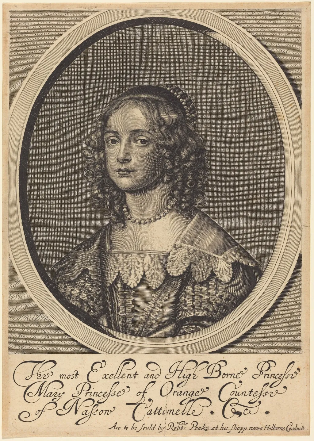 Mary, Princess of Orange, by William Faithorne, ink, 1654