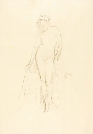 Nude Model, Standing, by James McNeill Whistler, ink, 1891