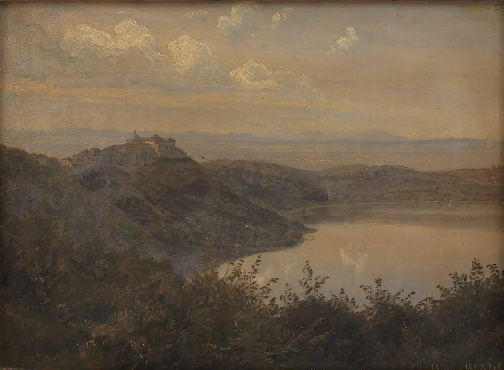 A View towards Castel Gandolfo, Italy, by Janus la Cour, oil, 1868