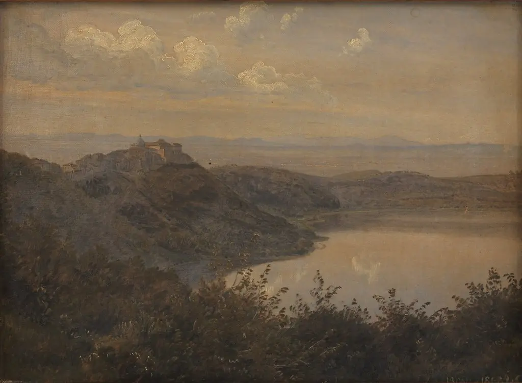 A View towards Castel Gandolfo, Italy, by Janus la Cour, oil, 1868