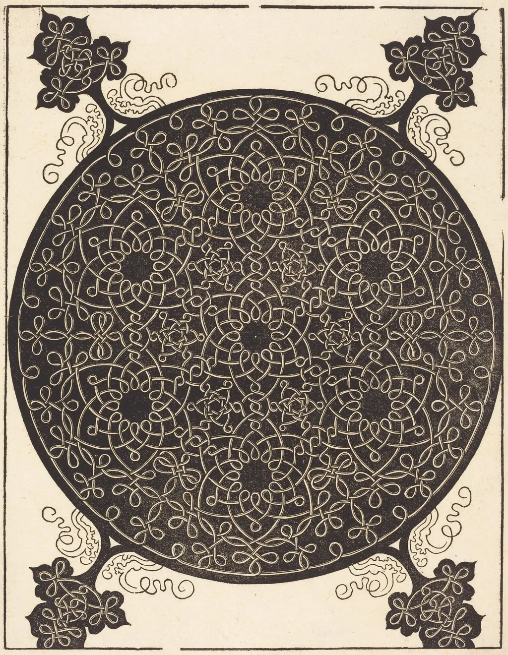 The Sixth Knot  (combining seven small systems of knots with black centers), by Albrecht Dürer, ink, 1506