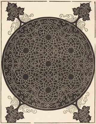 The Sixth Knot  (combining seven small systems of knots with black centers), by Albrecht Dürer, ink, 1506