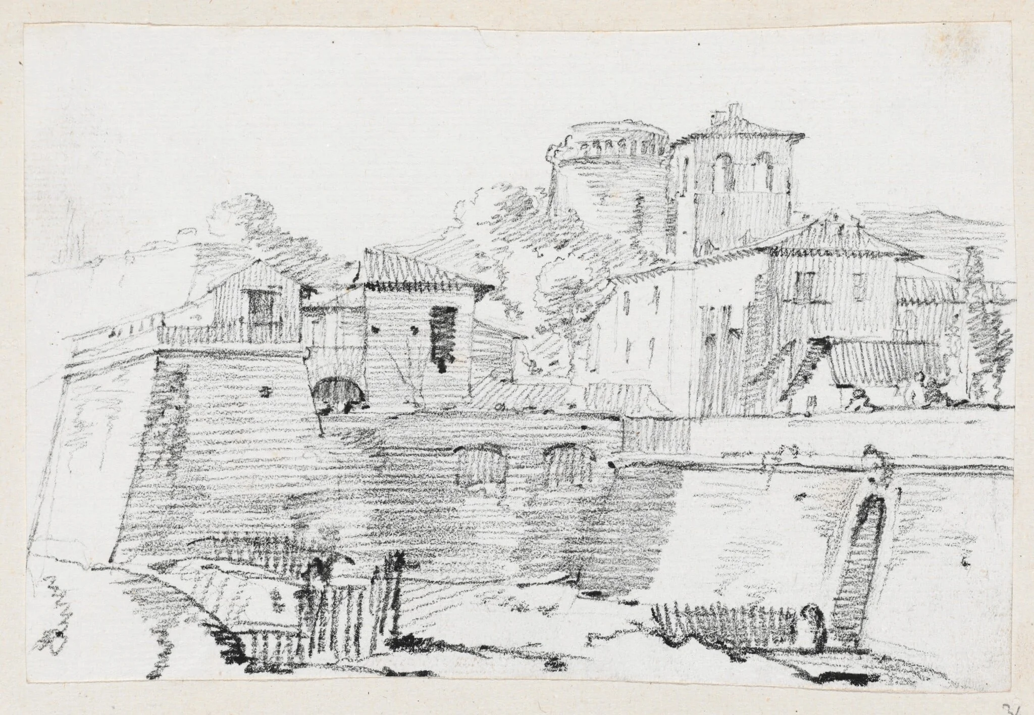 A Fortified Town in Italy, detail