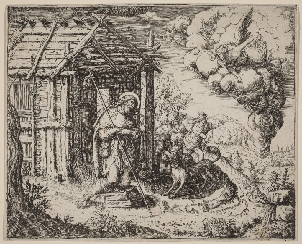 Saint Roch, by Oliviero Gatti, ink, 1605