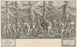 Battle of Naked Men and Peasants, by Hans Lützelburger, ink, 1522