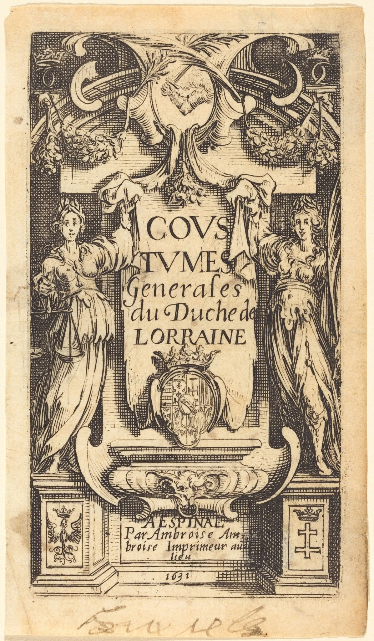 Frontispiece for "The Customs of Lorraine", detail