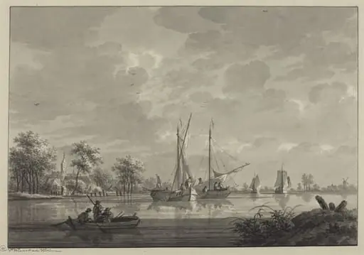 Tull on the River Waal, by Nicolaas Wicart, chalk, 1782