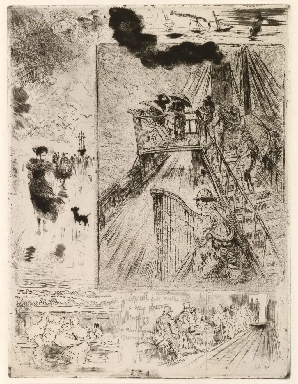 La Traversee (The Passage), by Félix-Hilaire Buhot, graphite, 1882