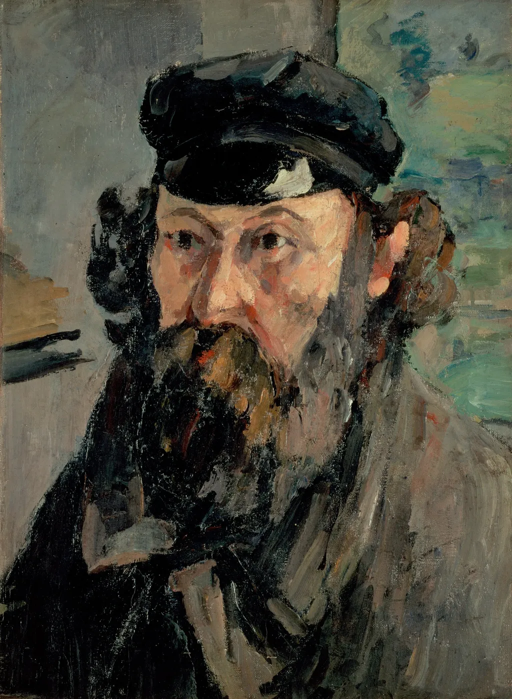 Portrait de l'artiste à la casquette (Self-Portrait in a Casquette), by Paul Cezanne, oil, 1875