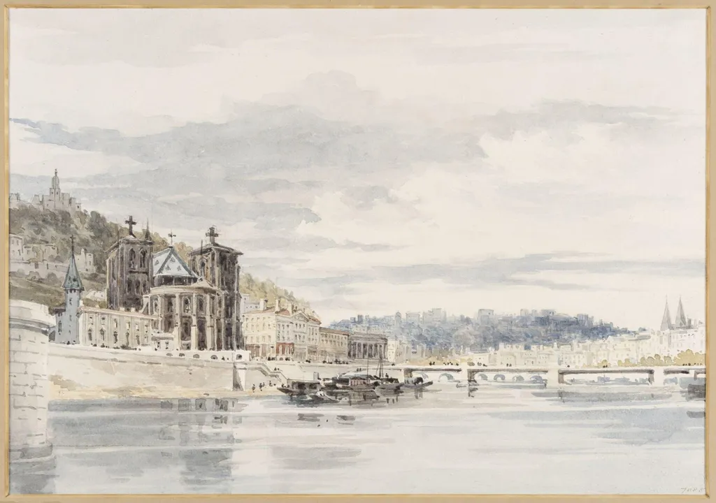 Lyons from the Left Bank of the Saone, by Charles Claude Pyne, watercolor, 1850