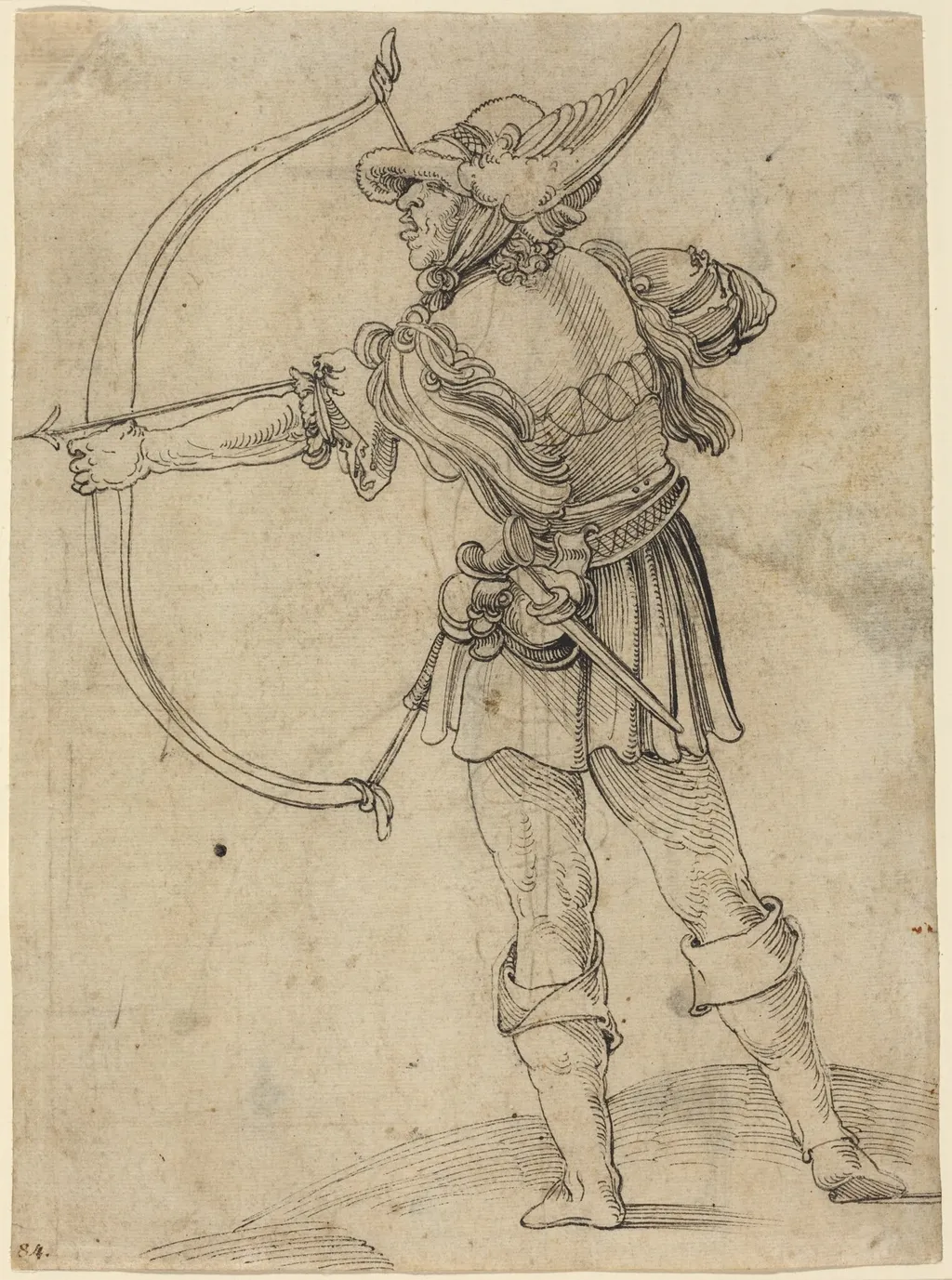 Archer Drawing His Bow, by Hans Leonhard Schäufelein, ink, 1510