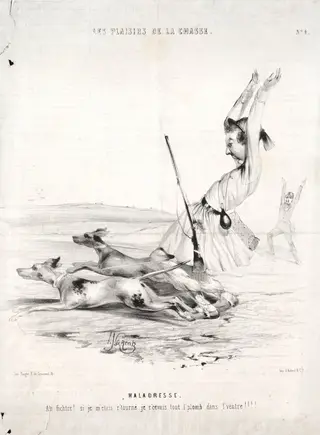 Les Plaisirs de la chasse:  Maladresse, by Alade Joseph Lorentz, 1842
