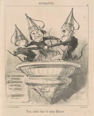 Trois saints dans le même bénitier, by Honoré Daumier, ink, 1850