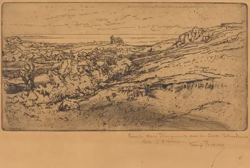 La Chapelle Saint-Michel à l'Estre (Second Version), by Félix-Hilaire Buhot, ink, 1872