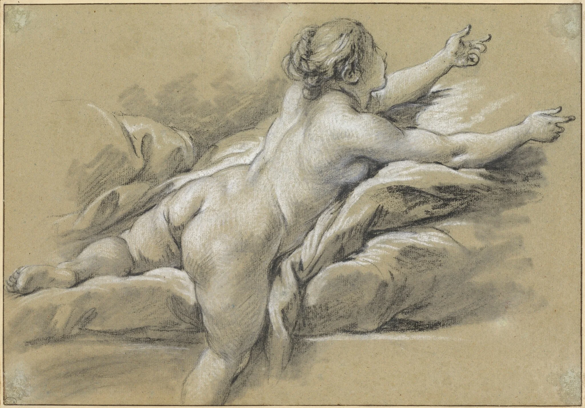 A Nude Woman Reaching to the Right, detail