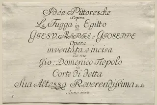 Flight into Egypt:  Title Page, by Giovanni Domenico Tiepolo, 1752