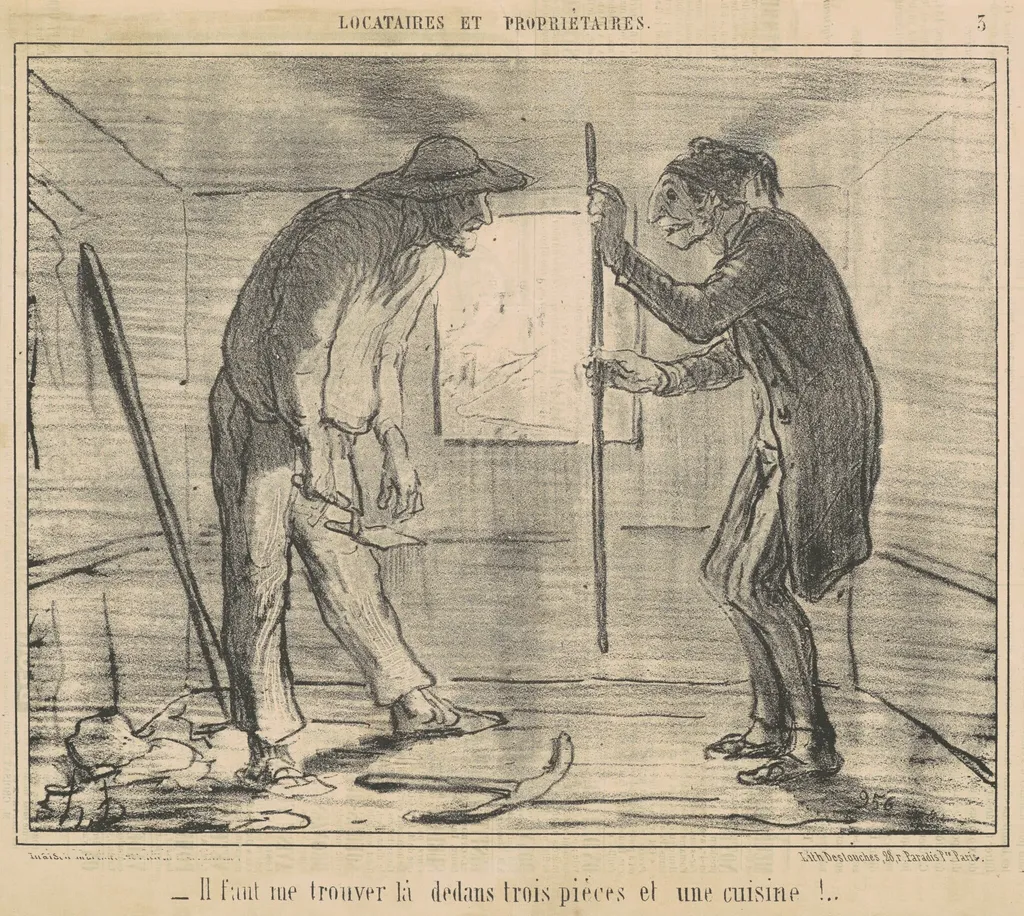 Il faut me trouver ... trois pièces ..., by Honoré Daumier, ink, 1856