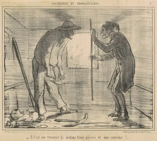 Il faut me trouver ... trois pièces ..., by Honoré Daumier, ink, 1856