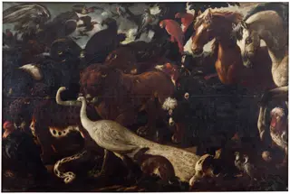 Various animals gathered before Noah's Ark, by Philipp Peter Roos, oil, 1669