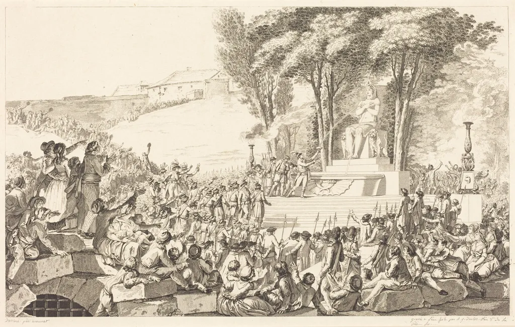 La Fontaine de la Régénération sur les débris de la Bastille, le 10 Aout 1793, by Antoine-Jean Duclos, ink