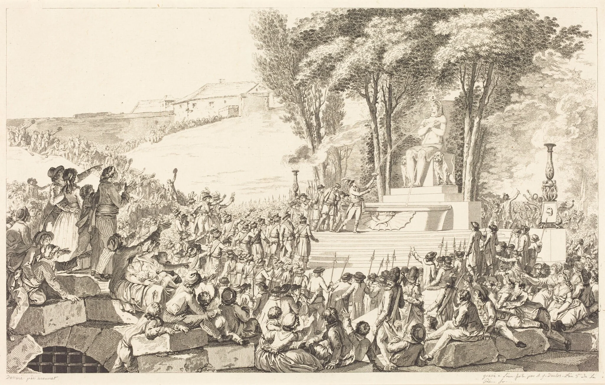 La Fontaine de la Régénération sur les débris de la Bastille, le 10 Aout 1793, detail
