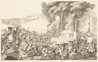 La Fontaine de la Régénération sur les débris de la Bastille, le 10 Aout 1793, by Antoine-Jean Duclos, ink