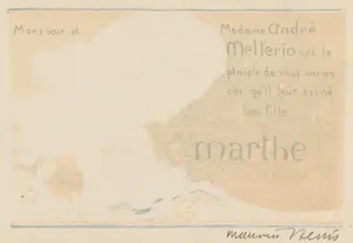 Birth Announcement for Marthe Mellerio, by Maurice Denis, ink, 1896
