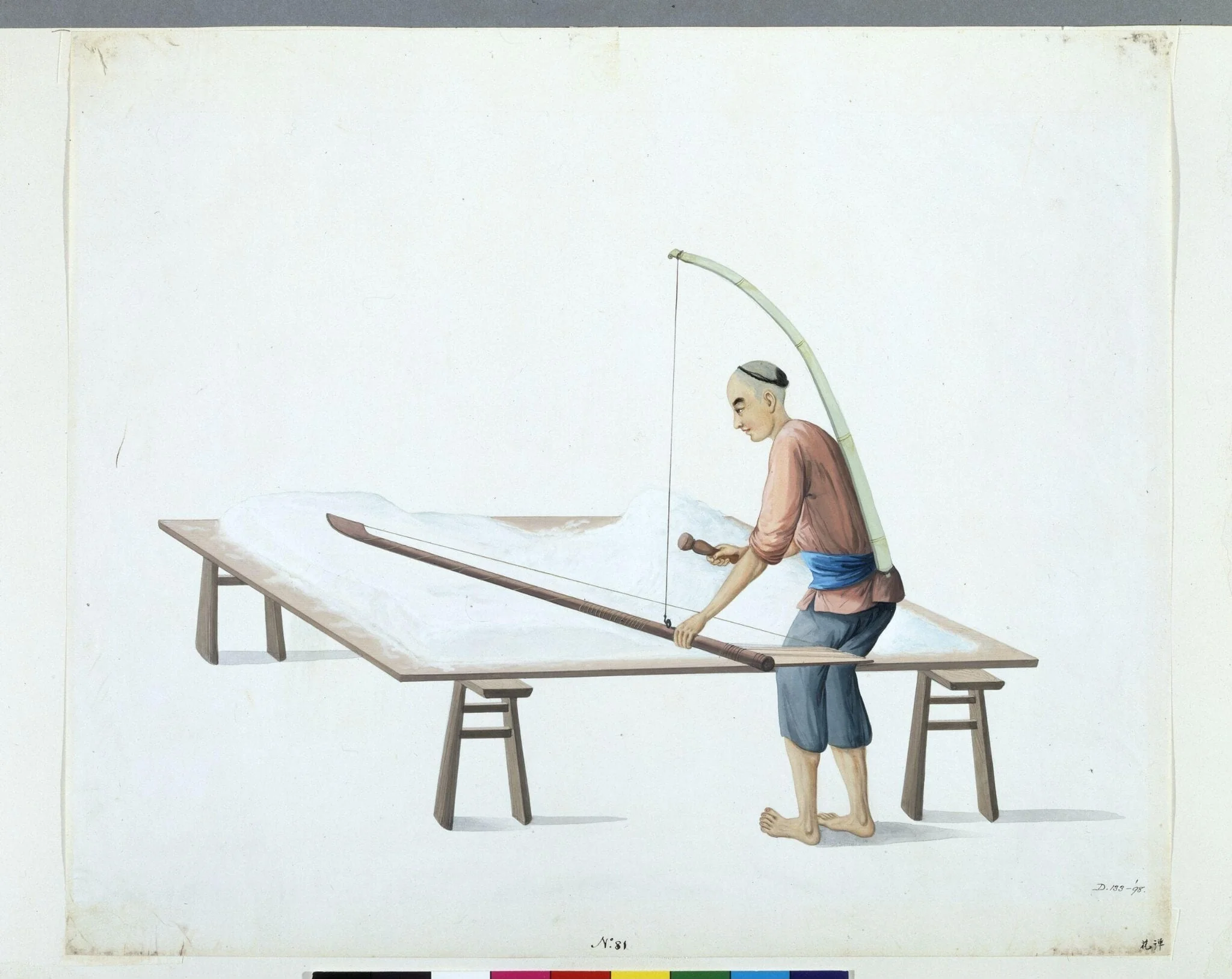 Man Fluffing Cotton, detail