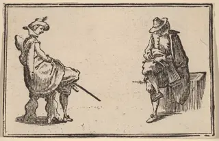 Two Seated Figures, by Edouard Eckman, ink, 1621