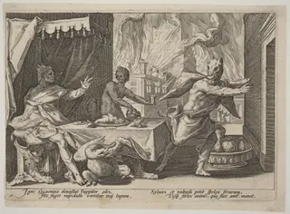 Lycaon Changed into a Wolf, by Hendrick Goltzius, ink, 1589