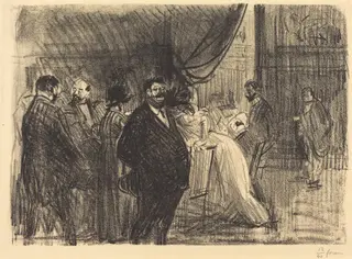 Salle de jeu (Gambling Room), by Jean-Louis Forain, ink, 1914