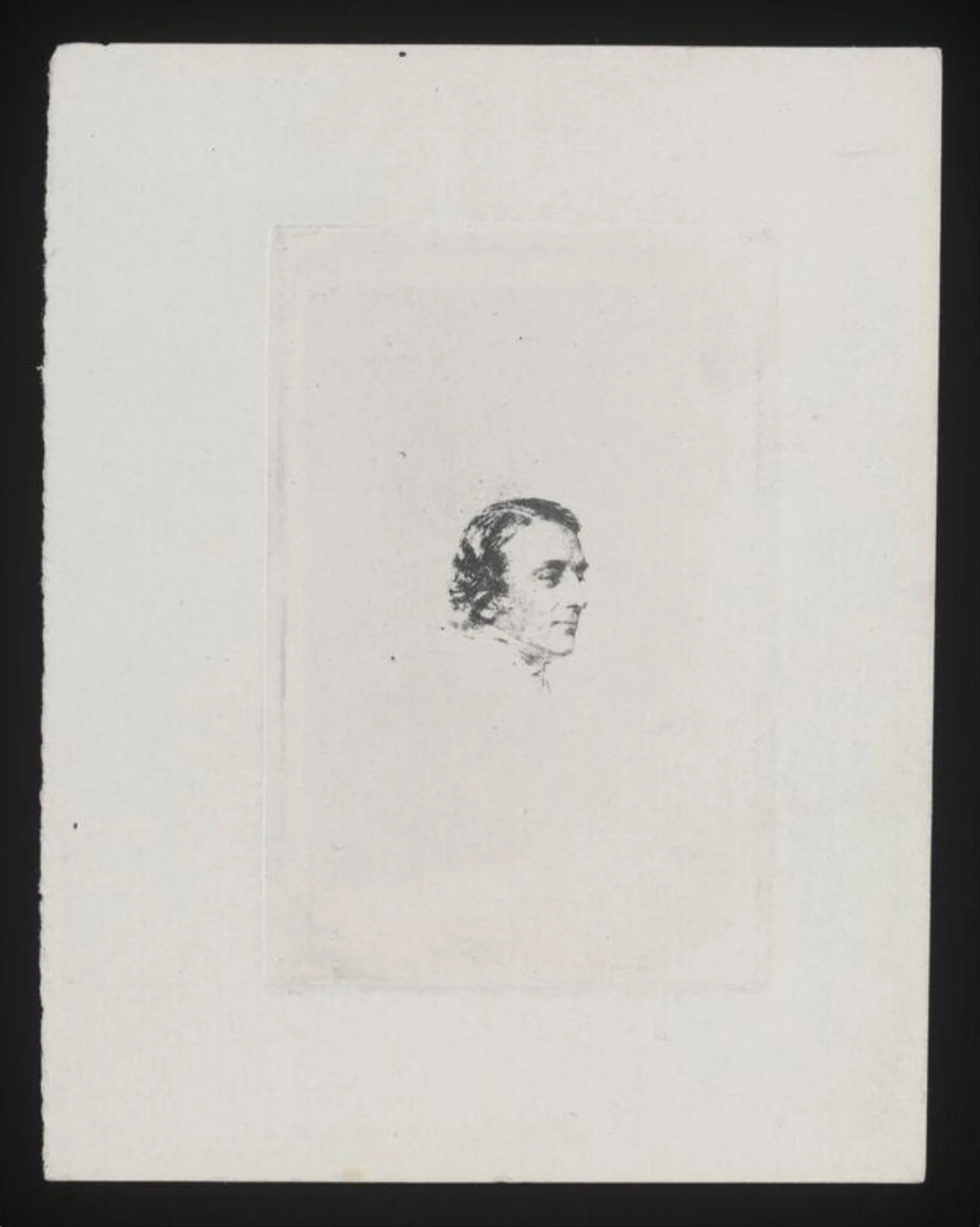 Copy of a print of a man's head, detail