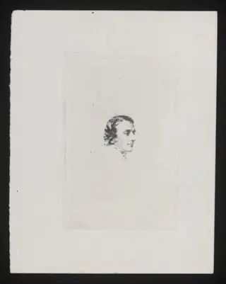 Copy of a print of a man's head, by William Henry Fox Talbot, 1858