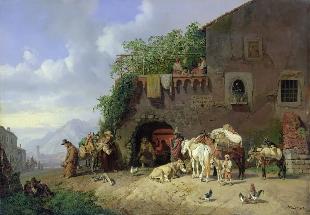 Italian Village Forge, by Heinrich Bürkel, oil, 1845