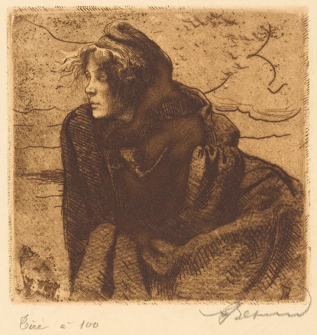 Melancholy (Mélancolie), by Albert Besnard, ink, 1888
