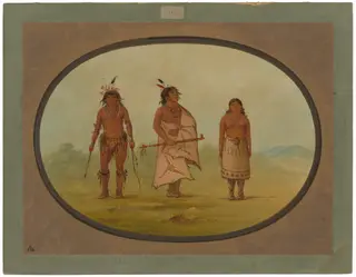 Mohave Chief, a Warrior, and His Wife, by George Catlin, oil, 1862