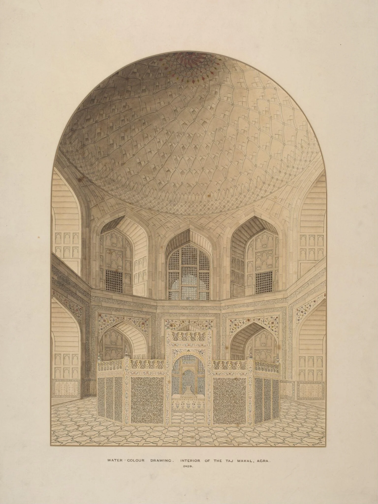 Interior of the Tomb Chamber, Taj Mahal, Agra, detail