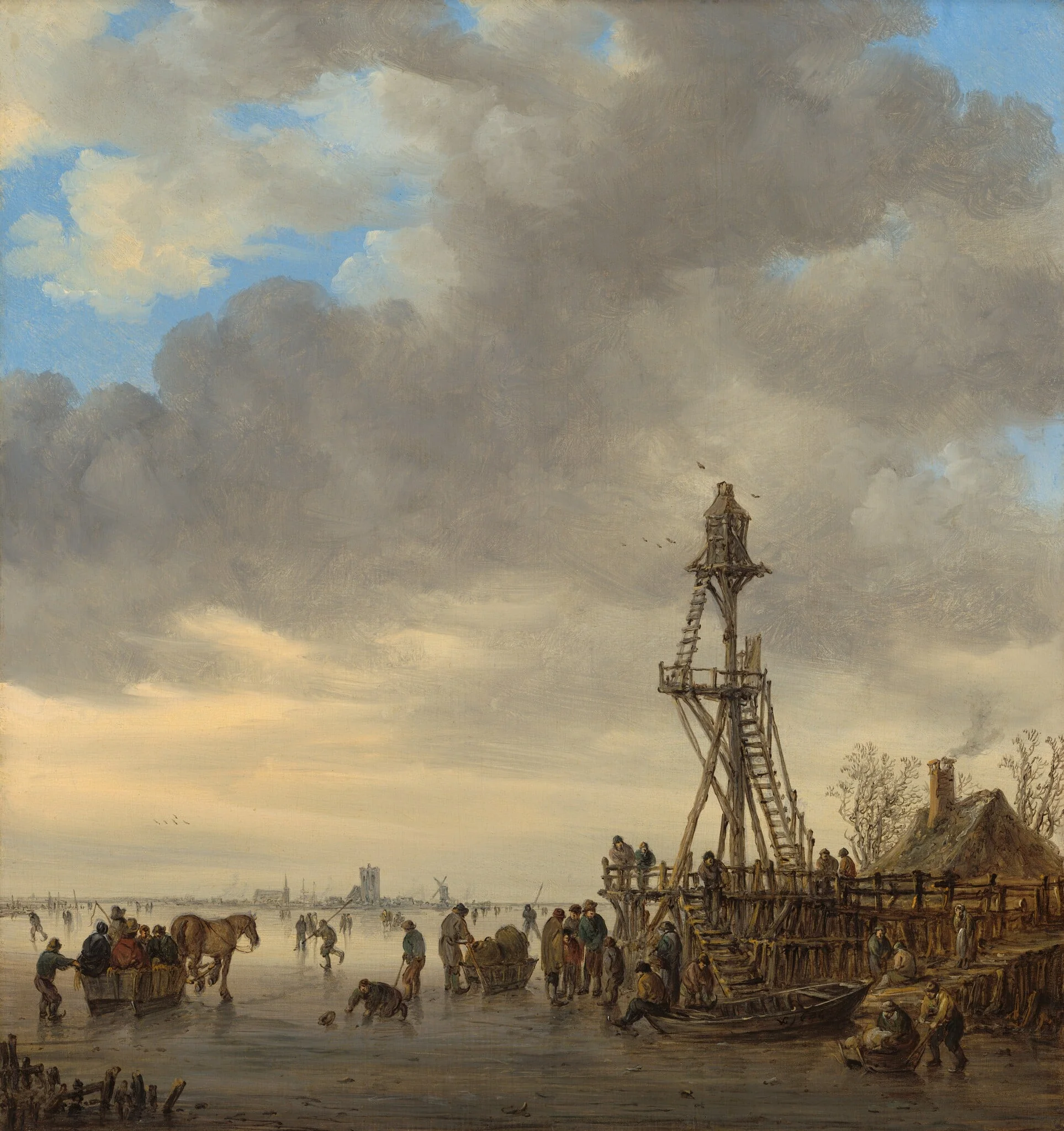 Ice Scene near a Wooden Observation Tower, detail