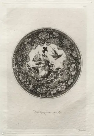 Saucer with Rich Enameled Ground and Medallion Representing the Goddess Kounin, by Jules Jacquemart, 1877