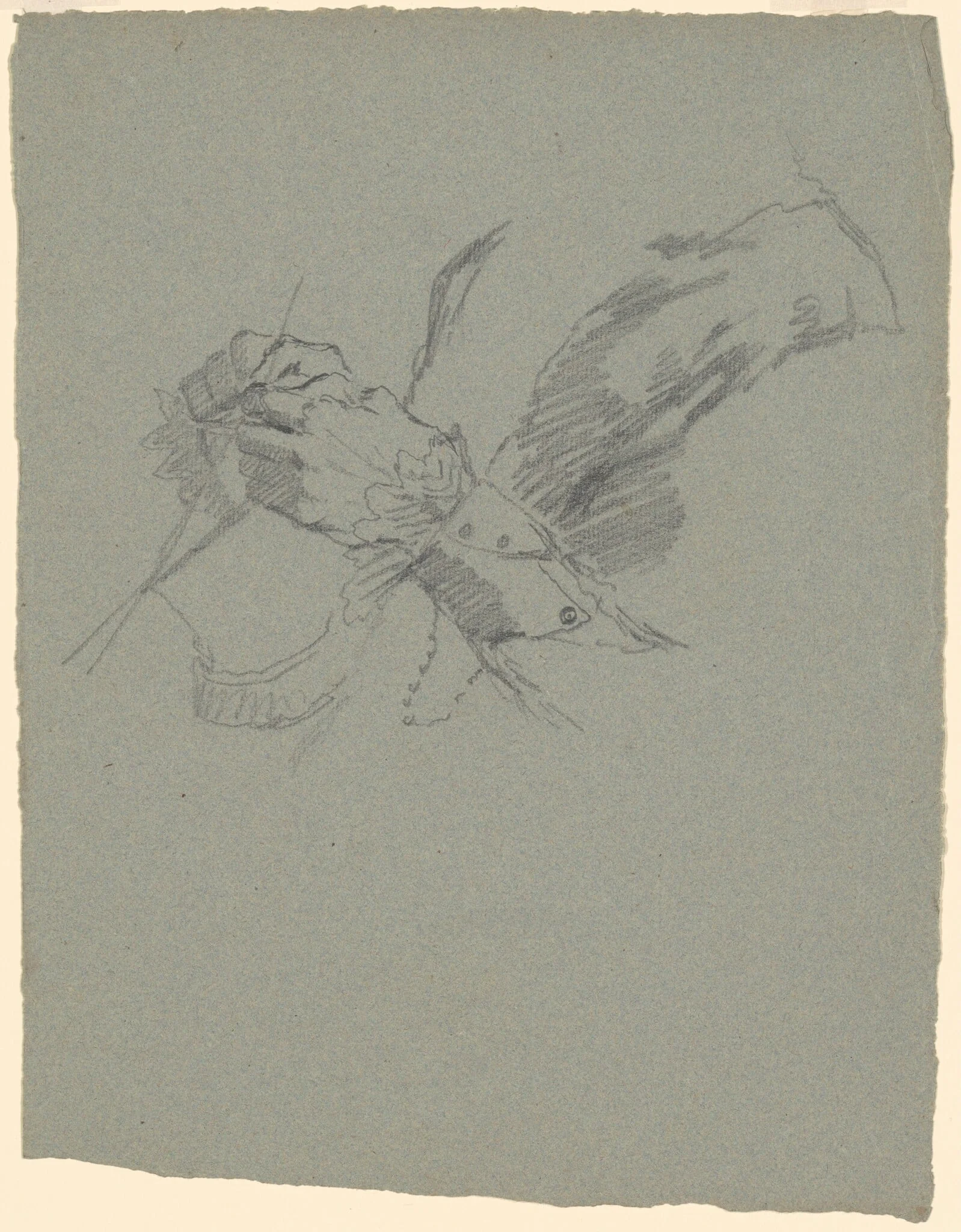 Study of Hands Knitting [recto], detail