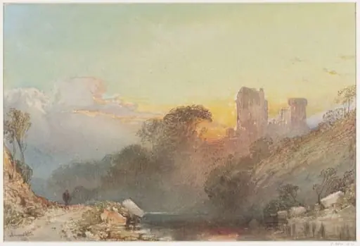 Sunset.  A Castle by the river., by William Collingwood Smith, 1815