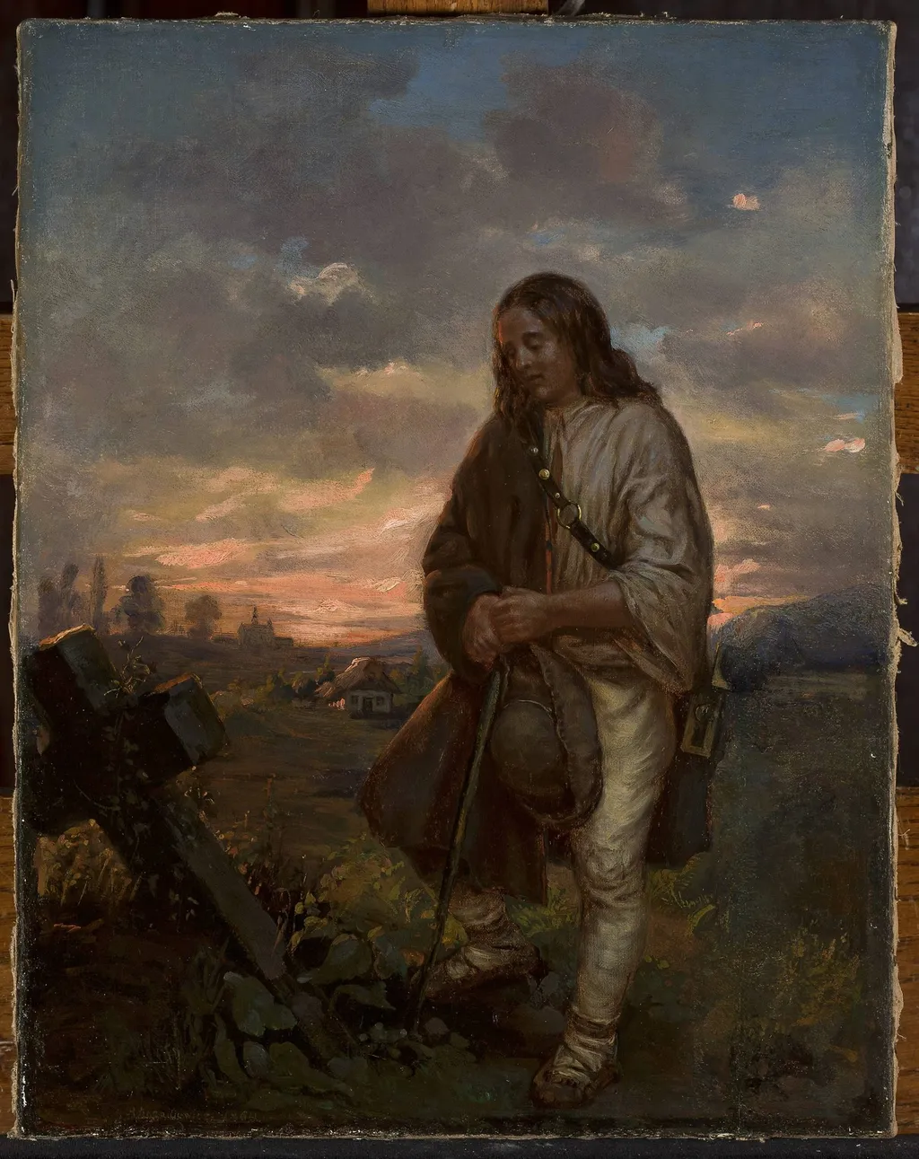 Highlander at a grave, by Antoni Kozakiewicz, oil, 1864