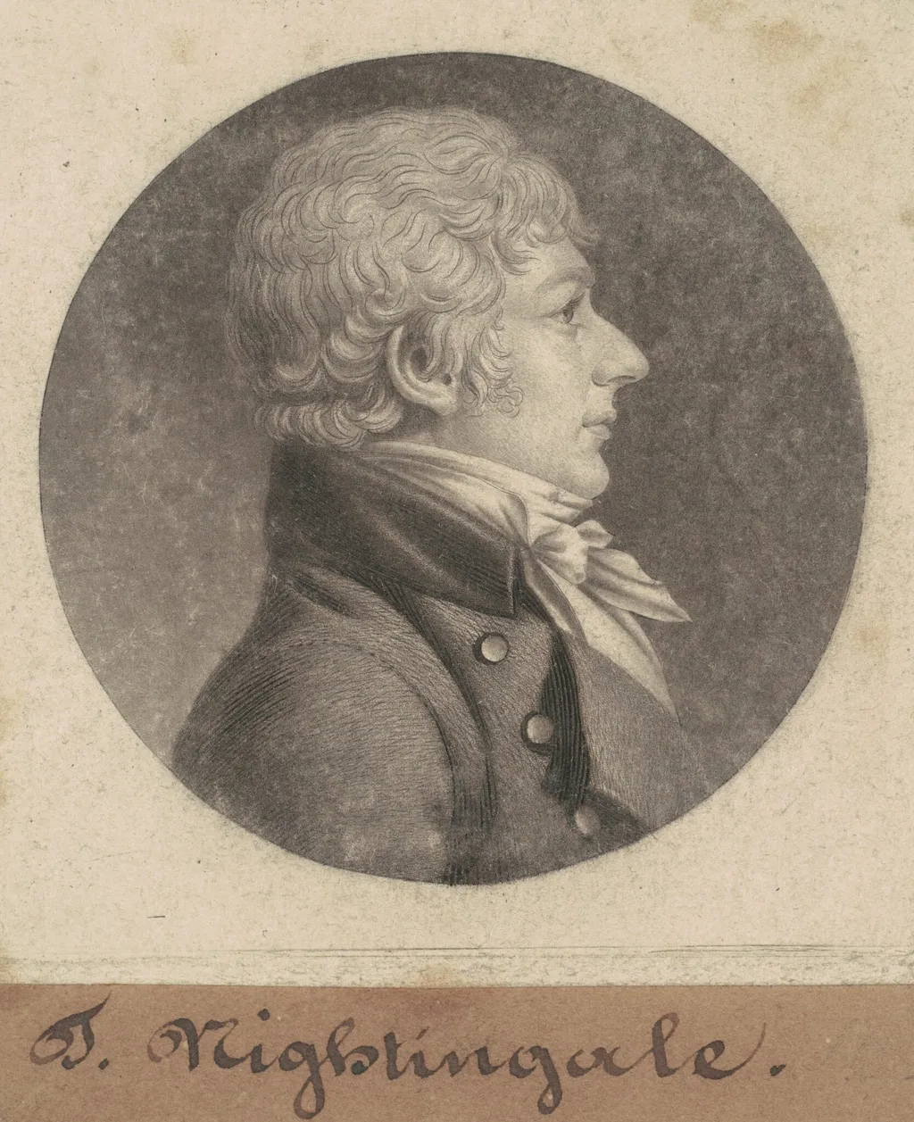 T. Nightingale, by Charles B. J. Févret de Saint-Mémin, ink, 1801