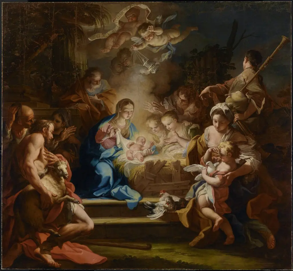 The Adoration of the Shepherds, by Sebastiano Conca, oil, 1720