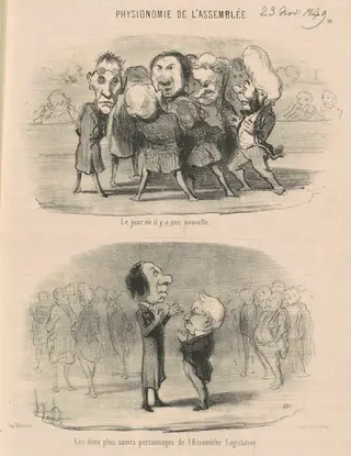 Le jour ou il y a une nouvelle, by Honoré Daumier, ink, 1849