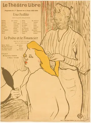 The Hairdresser - Program for the Theatre-Libre (Le coiffeur - Programme du Théatre-Libre), by Henri de Toulouse-Lautrec, ink, 1893