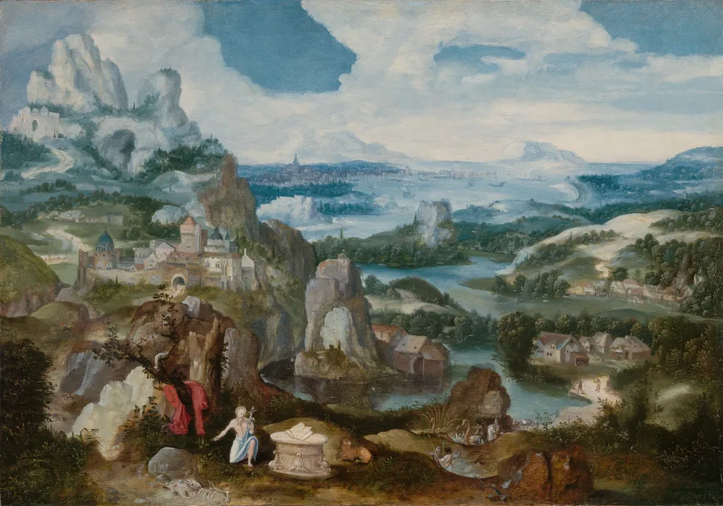 Landscape with the Penitent Saint Jerome, by Unknown, oil, 1535